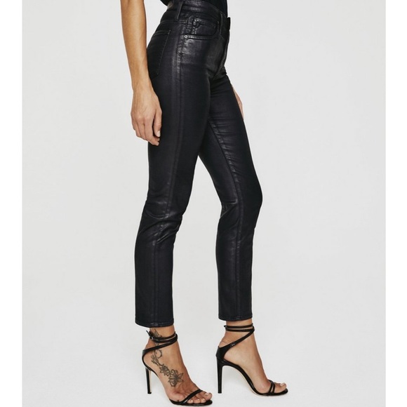 AG High Rise Cropped Jean Coated Leather - The Isabelle - Picture 7 of 9